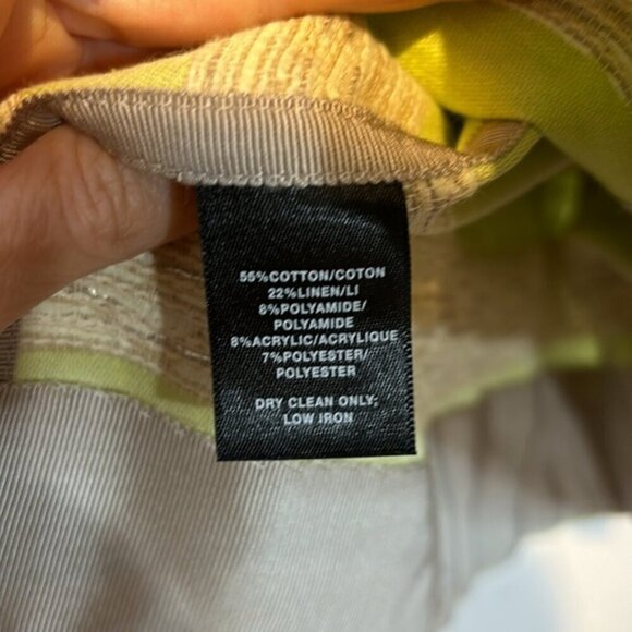 Lafayette 148 Blazer Jacket Womens Green Cream Stripe Linen Blend 3X - Picture 11 of 13